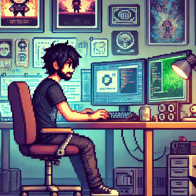Picture of the author in 8-bit style